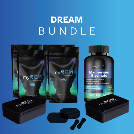 MyREM Dream Bundle (60 Mouth Tape, 60 NoseStrips, Magnesium, Tin)