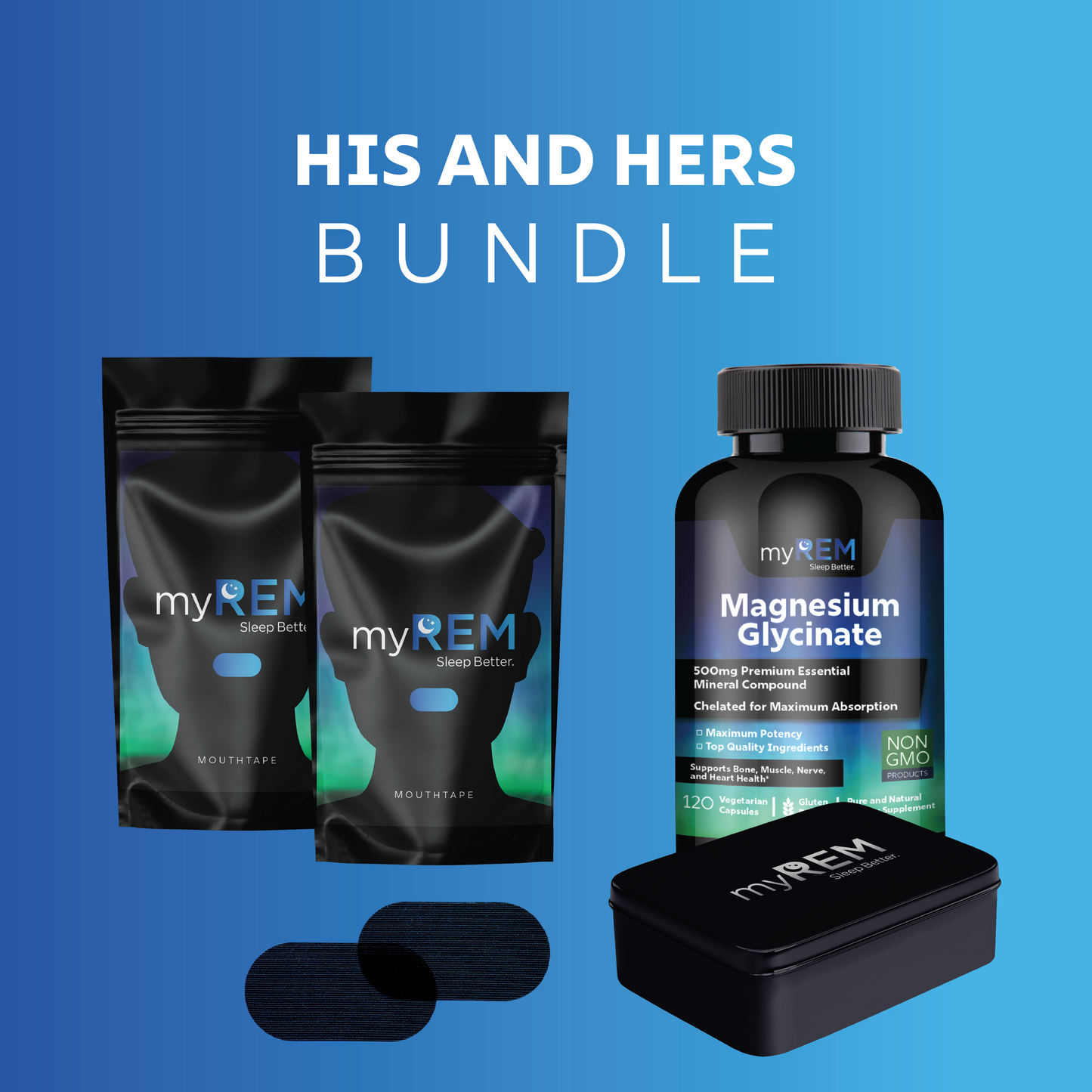 MyREM His & Hers Bundle (2 Mouth Tapes & Magnesium, Tin)